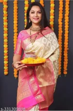 Elegant Kanjeevaram Cream Rich Pallu Saree For Woman
